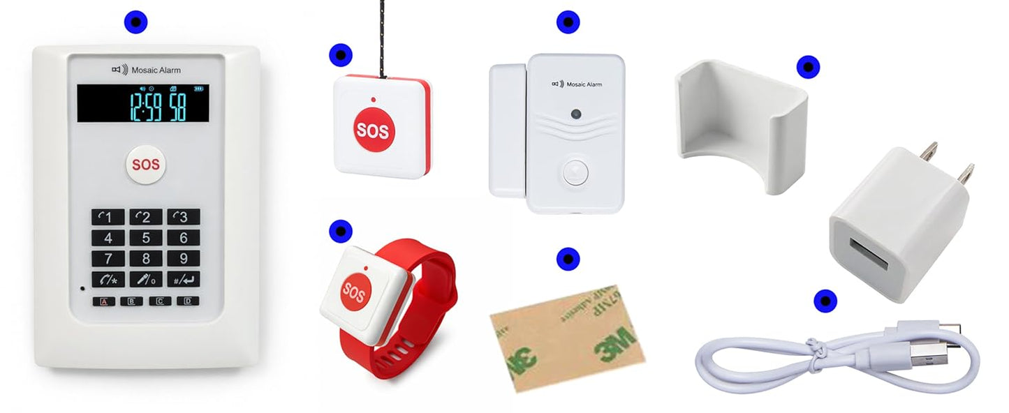 4G LTE LifeAlert System for Seniors - No Monthly Fee | Wireless Emergency Call Button with LCD Receiver, Waterproof Wristband, Call Button, Door Alarm