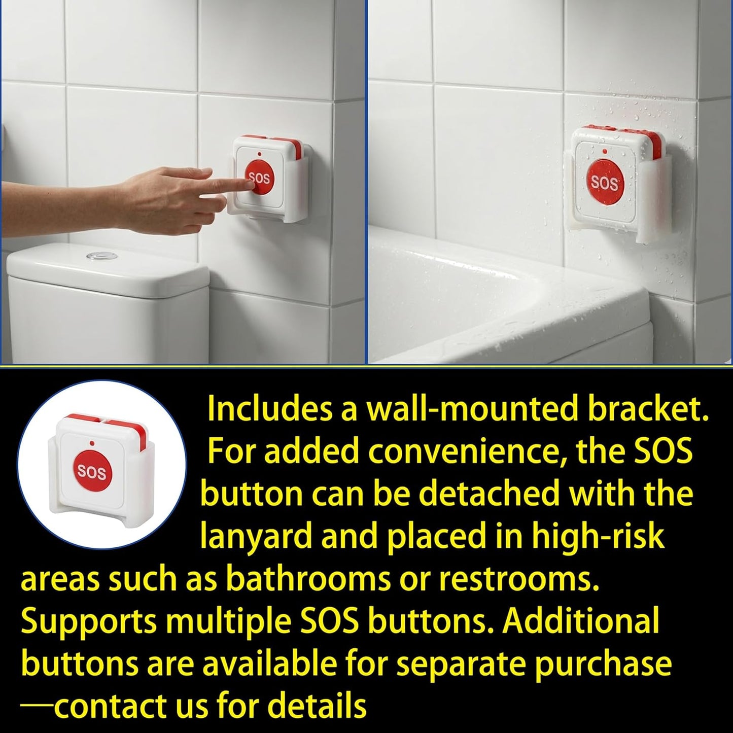 4G LTE LifeAlert System for Seniors - No Monthly Fee | Wireless Emergency Call Button with LCD Receiver, Waterproof Wristband, Call Button, Door Alarm