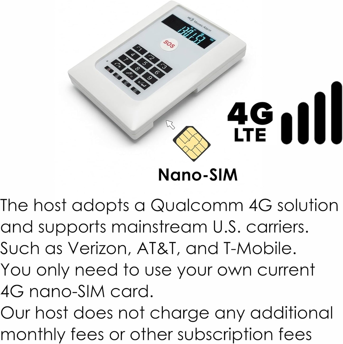 4G LTE LifeAlert System for Seniors - No Monthly Fee | Wireless Emergency Call Button with LCD Receiver, Waterproof Wristband, Call Button, Door Alarm