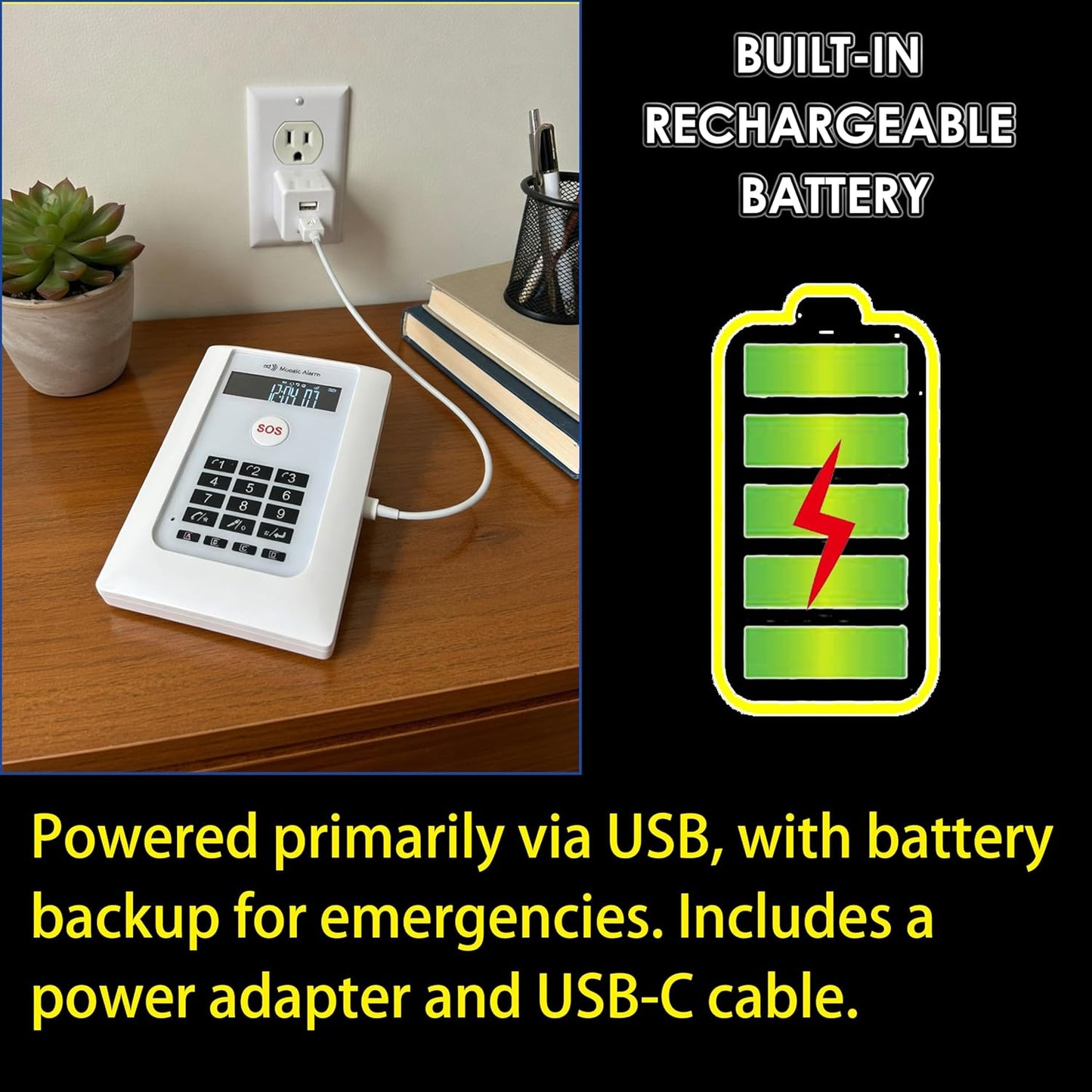 4G LTE LifeAlert System for Seniors - No Monthly Fee | Wireless Emergency Call Button with LCD Receiver, Waterproof Wristband, Call Button, Door Alarm