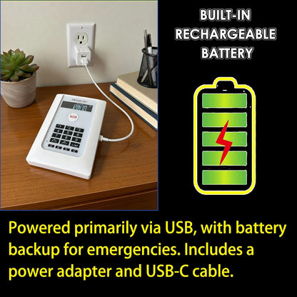 4G LTE LifeAlert System for Seniors - No Monthly Fee | Wireless Emergency Call Button with LCD Receiver, Waterproof Wristband, Call Button, Door Alarm