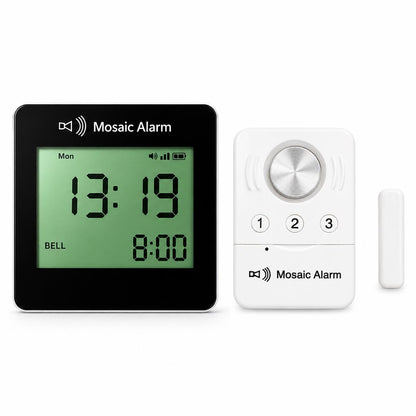 Wireless Door Alarm & Door Open Alert with LCD Clock Receiver, Chime & Door Sensors
